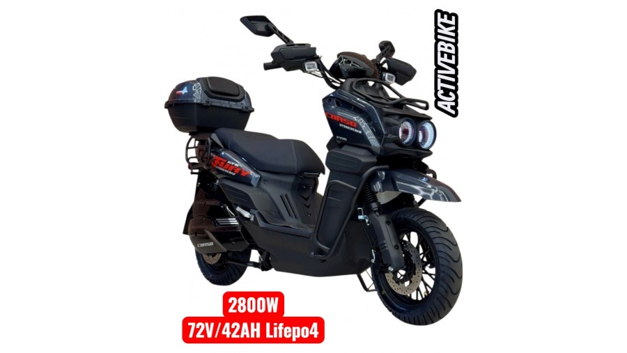 Електроскутер Corso BlackFury BF-645014 (2800W, 72V/40AH) літій-залізо-фосфатний, запаc 103 км.