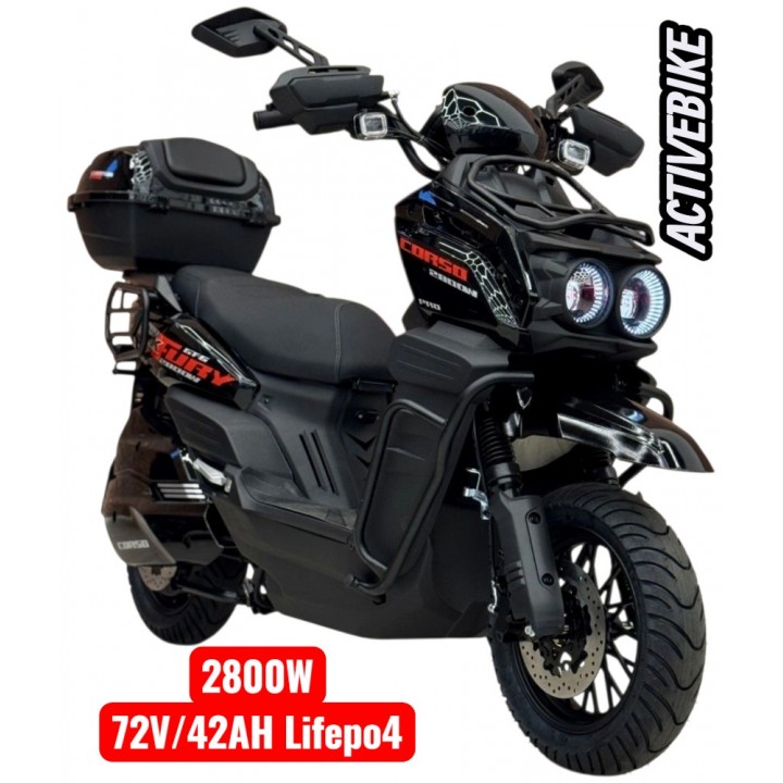 Електроскутер Corso BlackFury BF-755147 (2800W, 72V/40AH) літій-залізо-фосфатний, запаc 103 км.